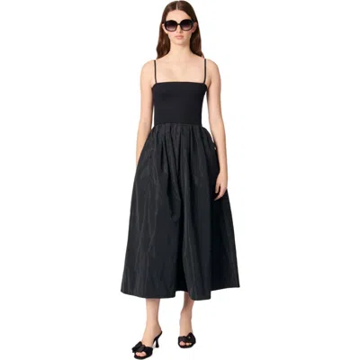MAJE MAJE STRAPLESS MESH AND TAFFETA DRESS