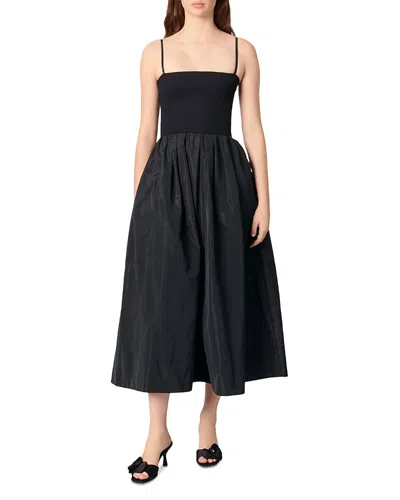 MAJE STRAPLESS MESH AND TAFFETA DRESS