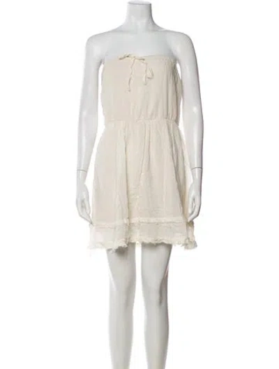 Pre-owned Maje Strapless Mini Dress In White