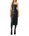 Maje Strapless Stretch Leather Midi Dress In Black
