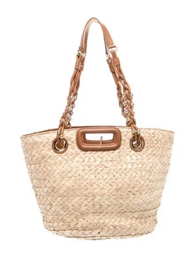 Pre-owned Maje Straw Bucket Bag In Neutral