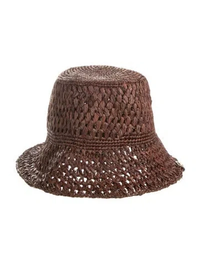 Pre-owned Maje Straw Bucket Hat W/tags In Brown