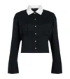 Maje Stretch-cotton Cropped Shirt In Black
