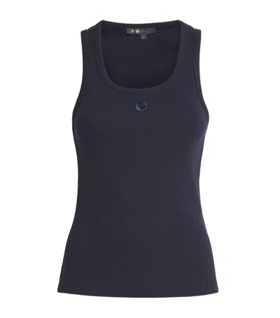 Maje Stretch-cotton Logo Tank Top In Blue