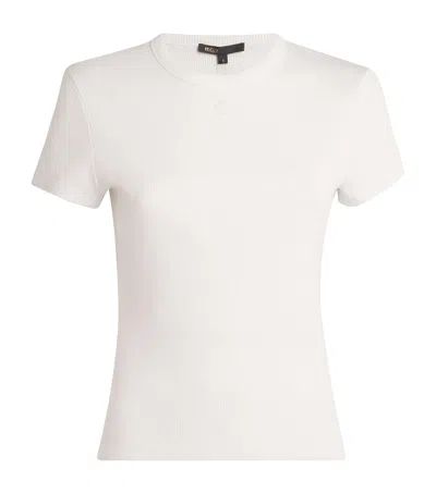 Maje Stretch-cotton Ribbed T-shirt In Neutral