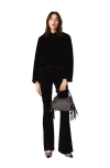 Maje Stretch Velour Trousers In Black