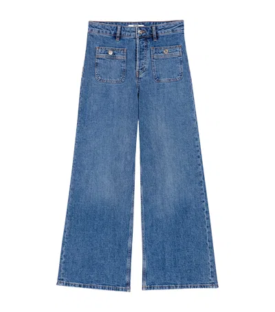 Maje Stretch Wide-leg Jeans In Multi