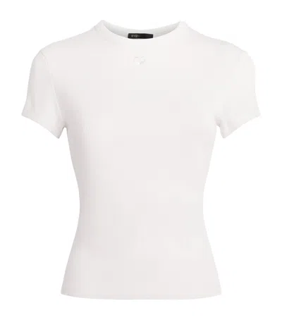 Maje Stretch-cotton Ribbed T-shirt In White