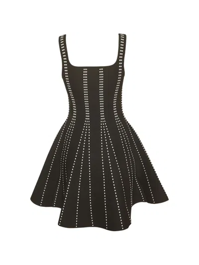 Pre-owned Maje Stripe Jacquard-knit Mini Dress In Black