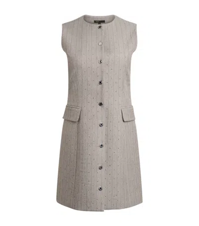 Maje Stripe Rhinestone-embellished Mini Dress In Gray