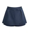 Maje Womens Blue Rhinestone-embellished Crossed-front Stretch-woven Shorts In Blue