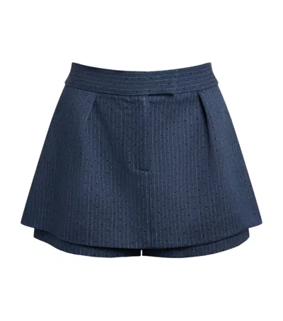 Maje Stripe Rhinestone-embellished Shorts In Blue