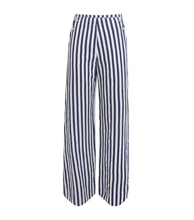 Maje Stripe Wide-leg Trousers In White