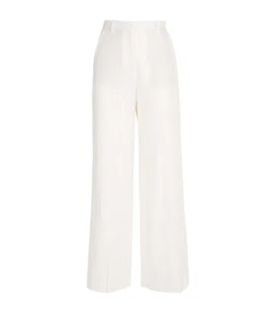 Maje Stripe Wide-leg Trousers In White