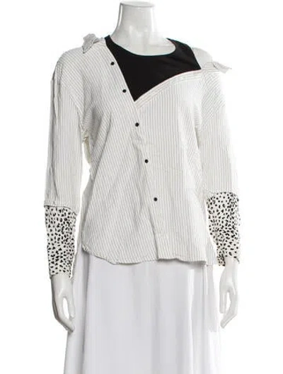 Pre-owned Maje Striped Asymmetrical Blouse