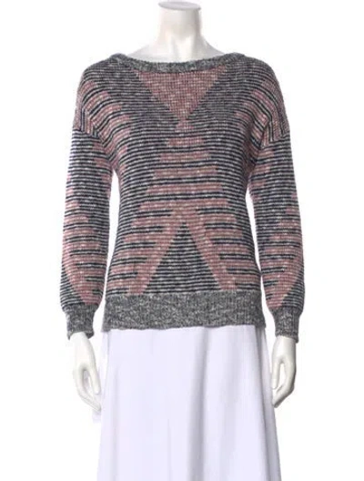 Pre-owned Maje Striped Bateau Neckline Sweater In Multi