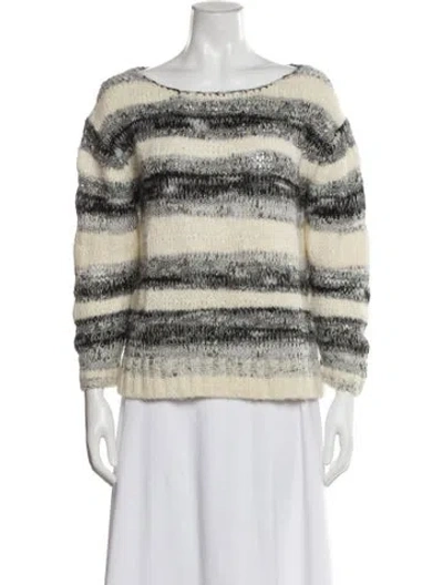 Pre-owned Maje Striped Bateau Neckline Sweater In Neutral
