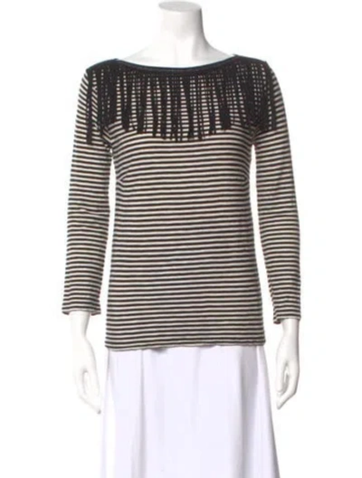 Pre-owned Maje Striped Bateau Neckline Top In Multi