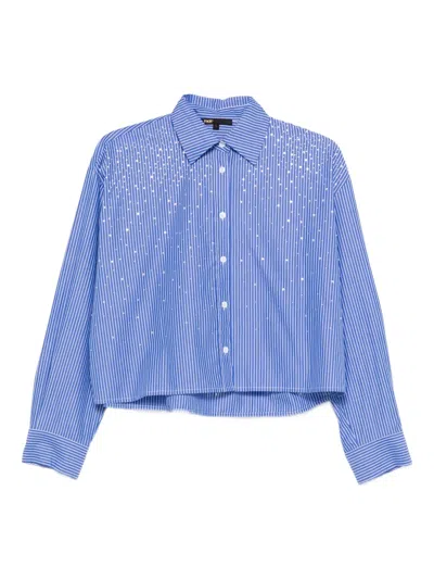 Maje Striped Beaded Shirt In Blue