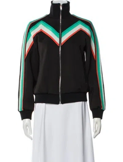 Pre-owned Maje Striped Bomber Jacket In Black