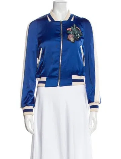 Pre-owned Maje Striped Bomber Jacket In Blue