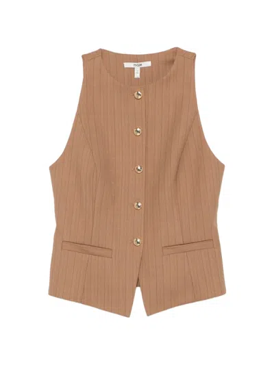 Maje Striped Button-fastening Waistcoat In 中性色