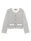 Maje Striped Cardigan In White