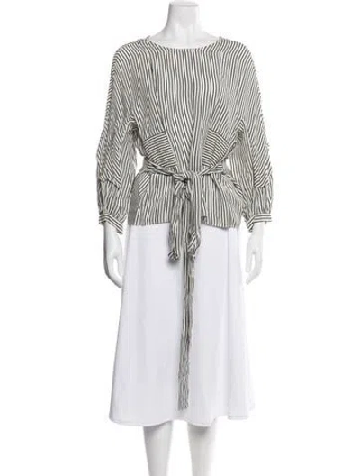 Pre-owned Maje Striped Crew Neck Blouse In Multi