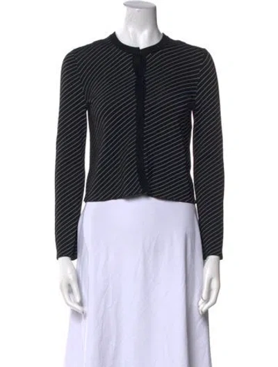 Pre-owned Maje Striped Crew Neck Sweater In Black