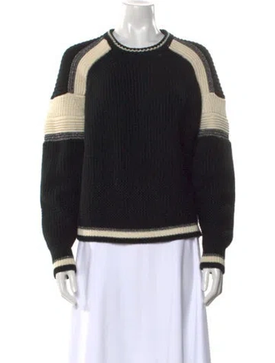 Pre-owned Maje Striped Crew Neck Sweater In Black