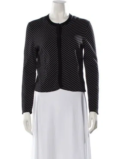 Pre-owned Maje Striped Crew Neck Sweater In Black