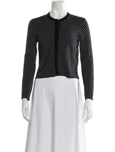 Pre-owned Maje Striped Crew Neck Sweater In Black