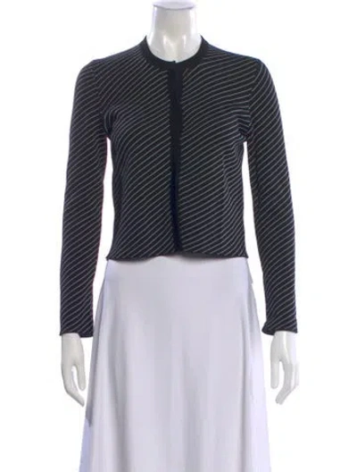 Pre-owned Maje Striped Crew Neck Sweater In Black