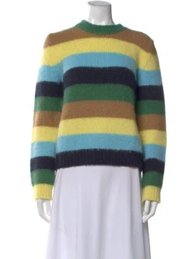 Pre-owned Maje Striped Crew Neck Sweater In Black
