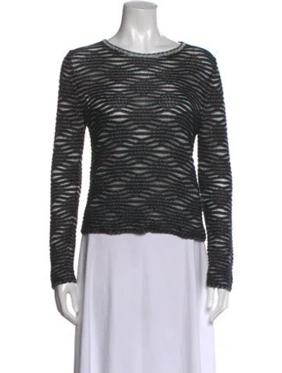 Pre-owned Maje Striped Crew Neck Sweater In Black