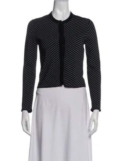 Pre-owned Maje Striped Crew Neck Sweater In Black