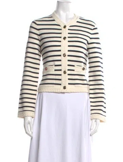 Pre-owned Maje Striped Crew Neck Sweater In Blue