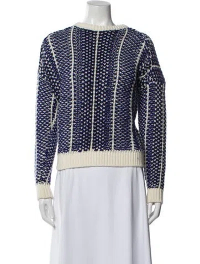 Pre-owned Maje Striped Crew Neck Sweater In Blue