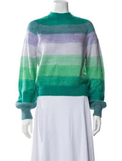 Pre-owned Maje Striped Crew Neck Sweater In Blue