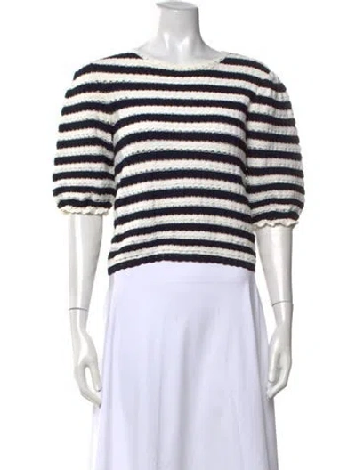 Pre-owned Maje Striped Crew Neck Sweater In Blue
