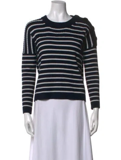 Pre-owned Maje Striped Crew Neck Sweater In Blue