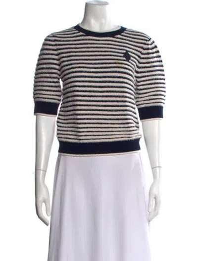 Pre-owned Maje Striped Crew Neck Sweater In Blue/neutrals