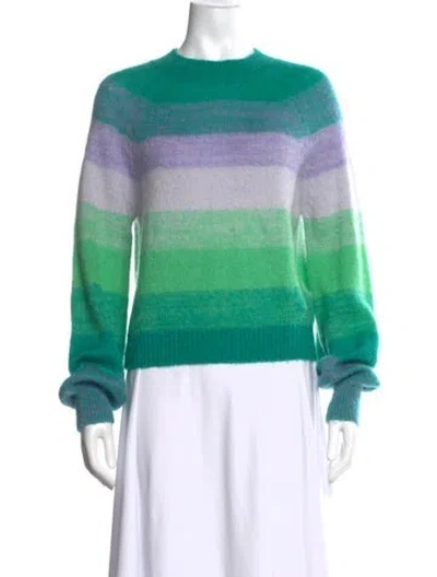 Pre-owned Maje Striped Crew Neck Sweater In Green