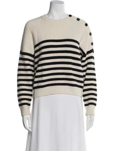 Pre-owned Maje Striped Crew Neck Sweater In Neutral