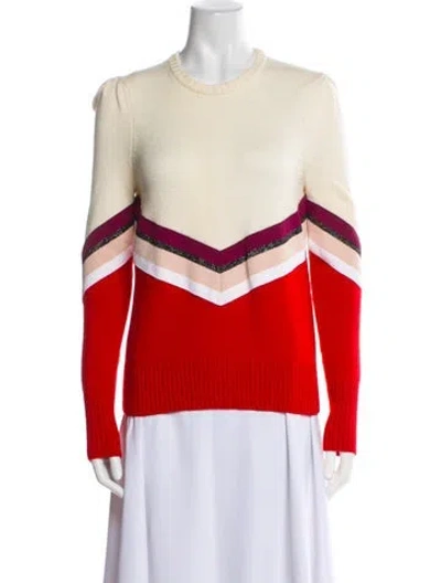 Pre-owned Maje Striped Crew Neck Sweater In Neutral