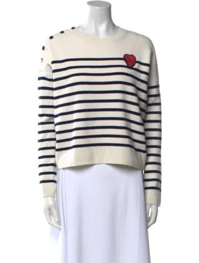 Pre-owned Maje Striped Crew Neck Sweater In Neutral