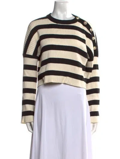 Pre-owned Maje Striped Crew Neck Sweater In Neutral