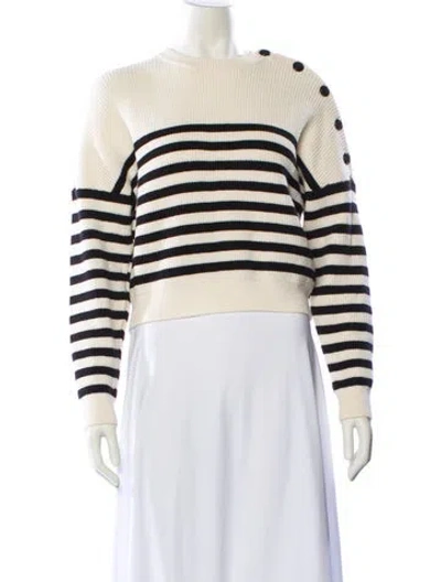 Pre-owned Maje Striped Crew Neck Sweater In Neutral