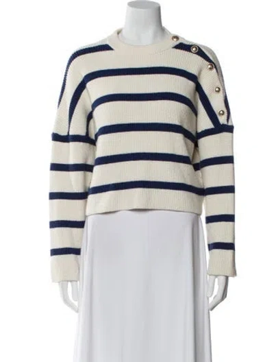 Pre-owned Maje Striped Crew Neck Sweater In Neutral