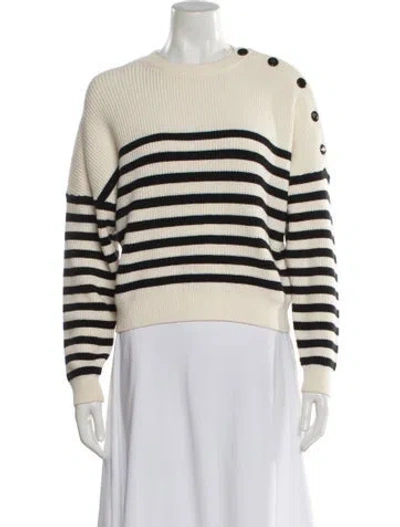 Pre-owned Maje Striped Crew Neck Sweater In Neutral